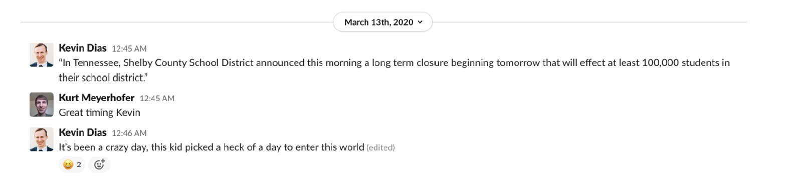 March 13th, 2020: Slack