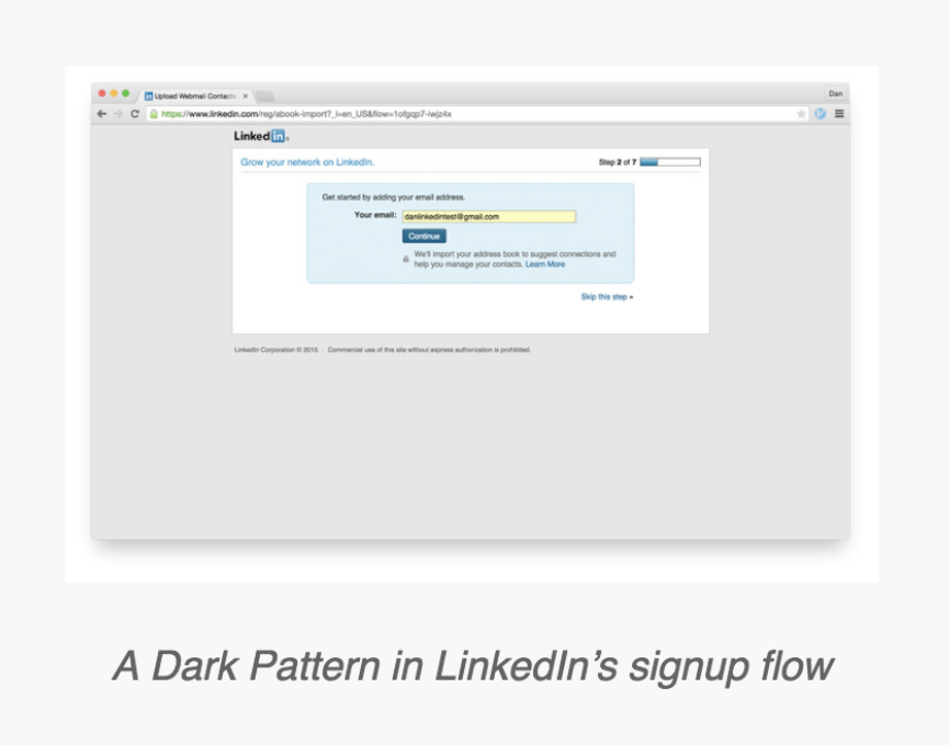 LinkedIn Dark Pattern