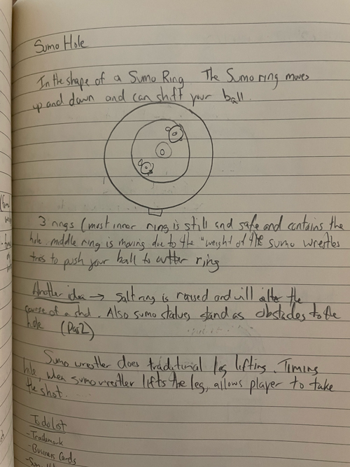 The Putter King title in English and Japanese, plus Earthquake Hole design