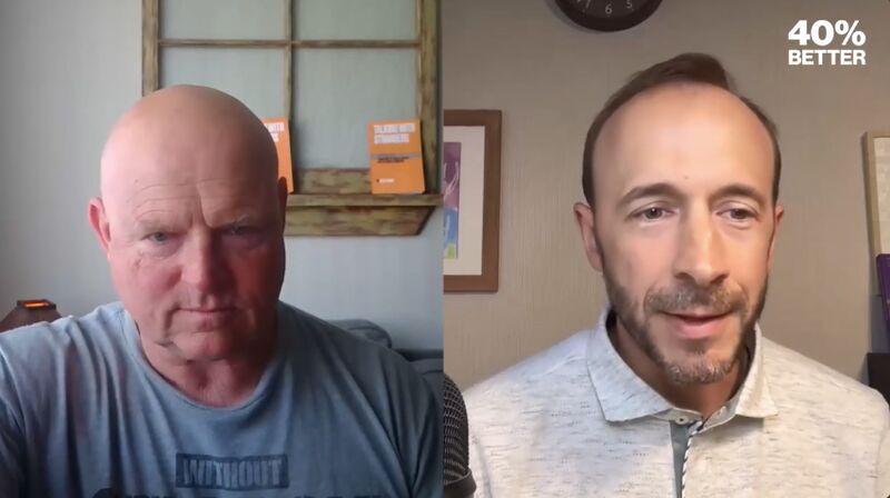 Split-screen still from the 40% Better Podcast video call with Bill Lennan on the left and Kevin Dias on the right.